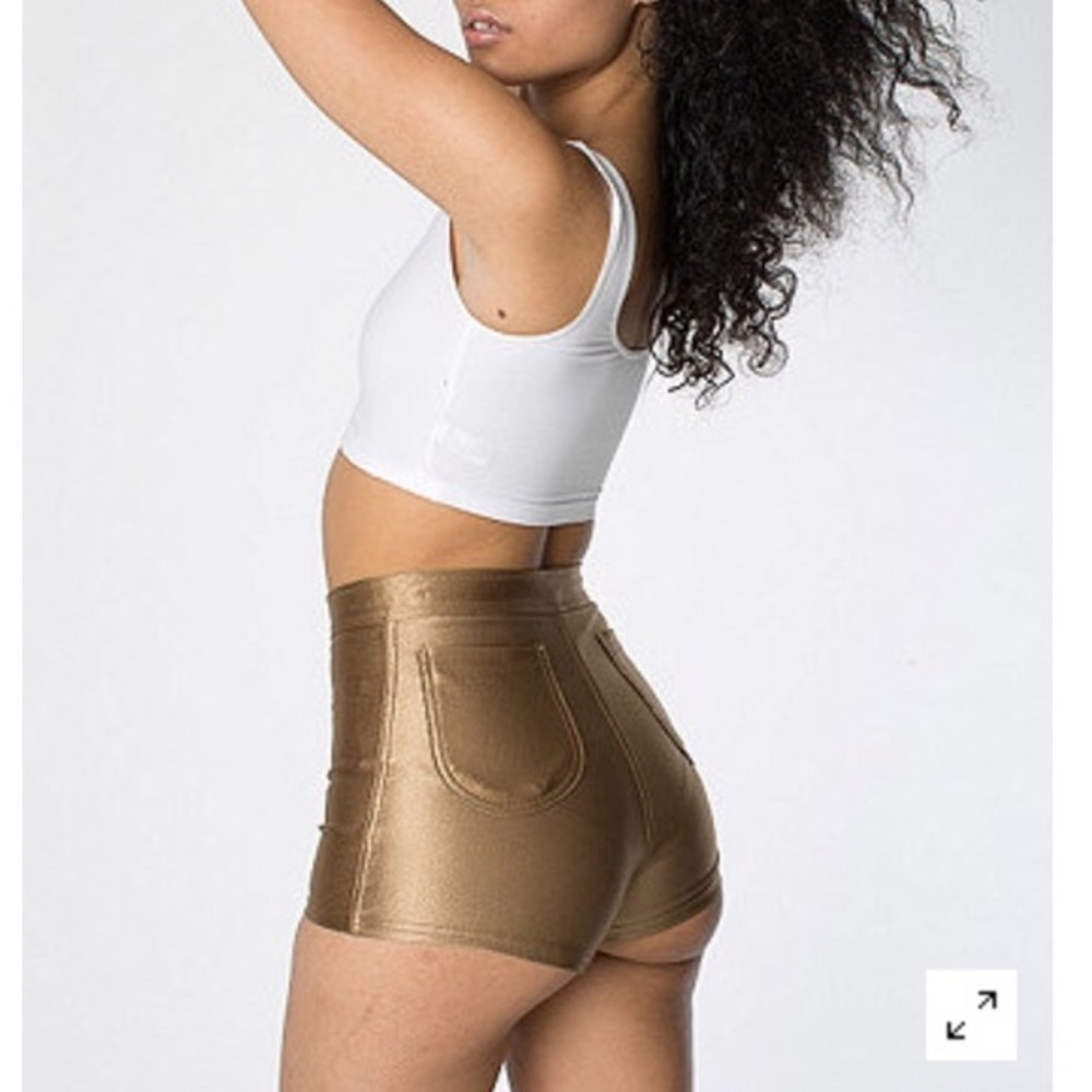 American Apparel gold disco shorts XS